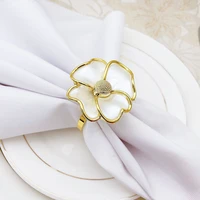 12pcslot white flower napkin ring metal napkin buckle wedding holiday party table creative decoration napkin ring