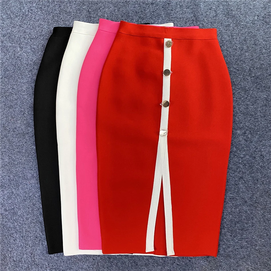 

Женская эластичная юбка-карандаш, розовая, красная, белая однотонная облегающая юбка на молнии, лето 2022