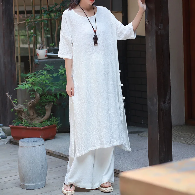 Женское свободное хлопковое белье сплошной цвет платье с разрезом женское