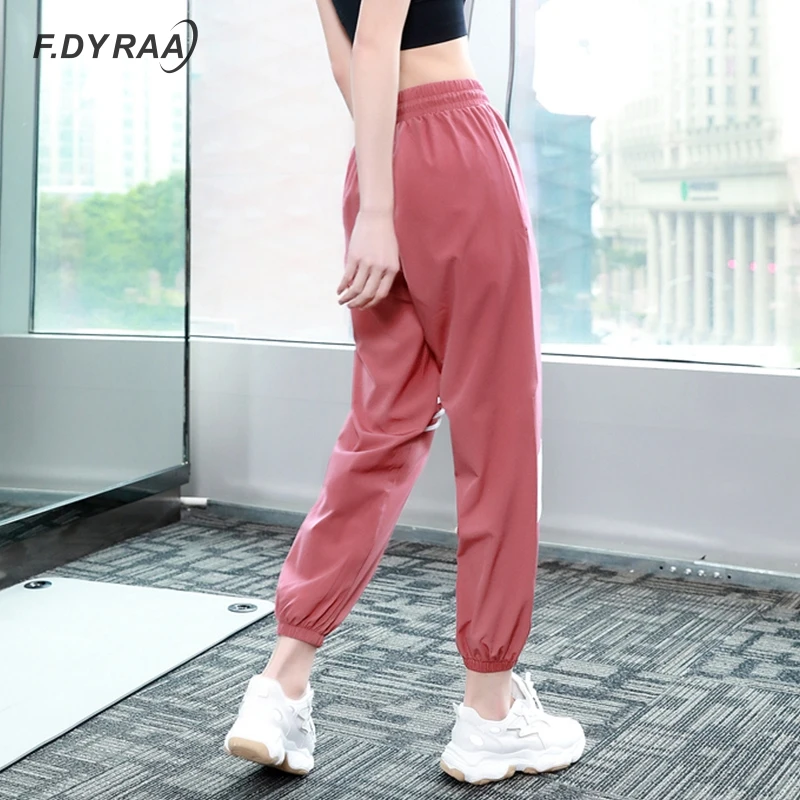F.DYRAA спортивные черные брюки с завязками на талии для пробежек женщин 2020 открытый