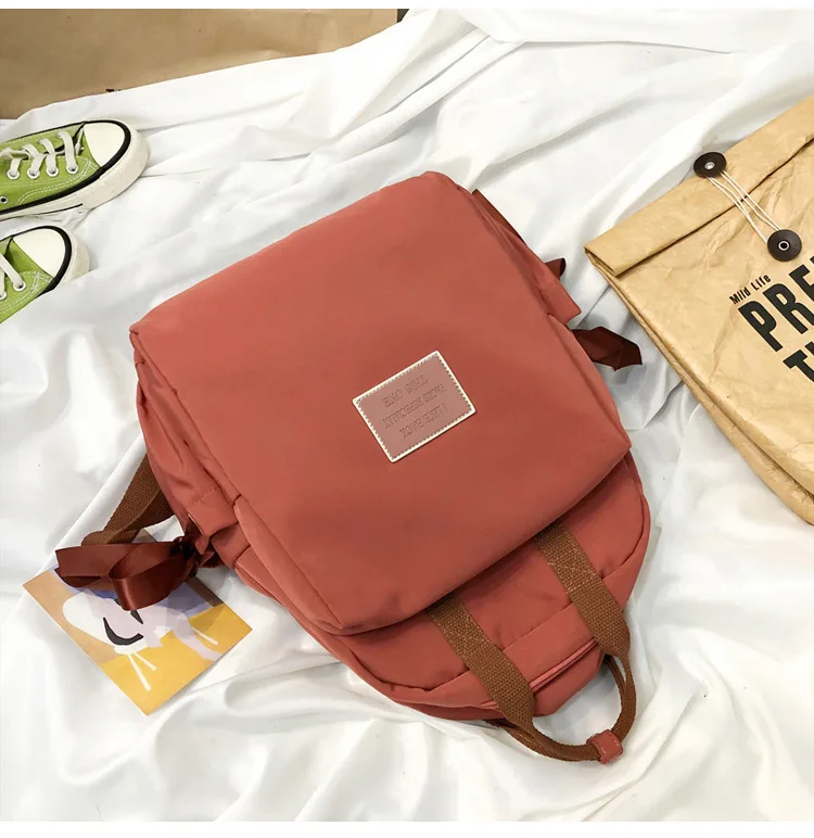 2019 оранжевый водонепроницаемый нейлоновый рюкзак женская школьная сумка для