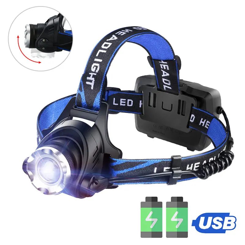 Светодиодный налобный фонарь наружный для кемпинга водонепроницаемый USB-фонарь