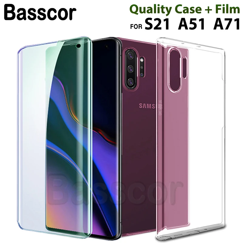 

Clear Phone Case For Samsung Galaxy A72 A71 A70 A52 A51 A50 A32 A21S A12 Note 9 10 20 S21 Ultra S20 S10 S9 Plus Cover With Film