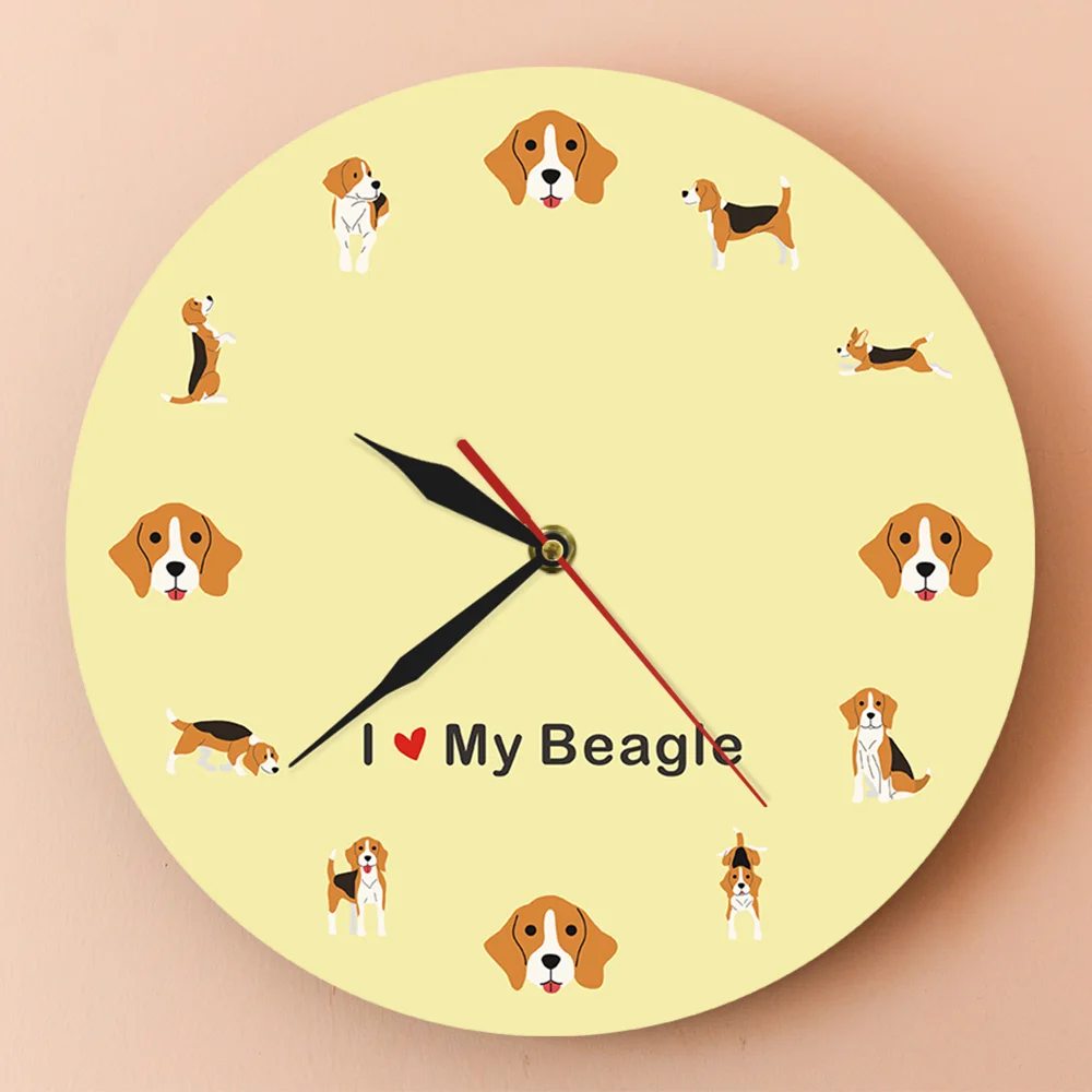 Настенные часы с изображением щенка из мультфильма I Love My Beagle английские собаки