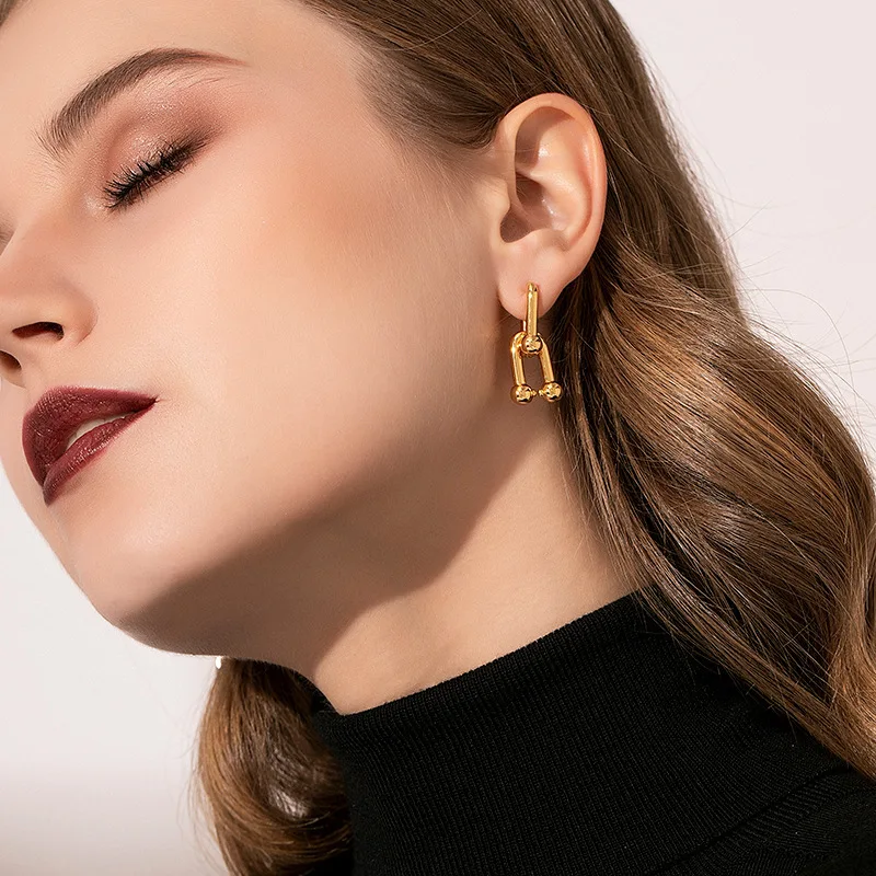 

European Style Gold Silver U-Shape Earrings for Women Creative Horseshoe Hoop Earrings Jewelry Prevent Allergy