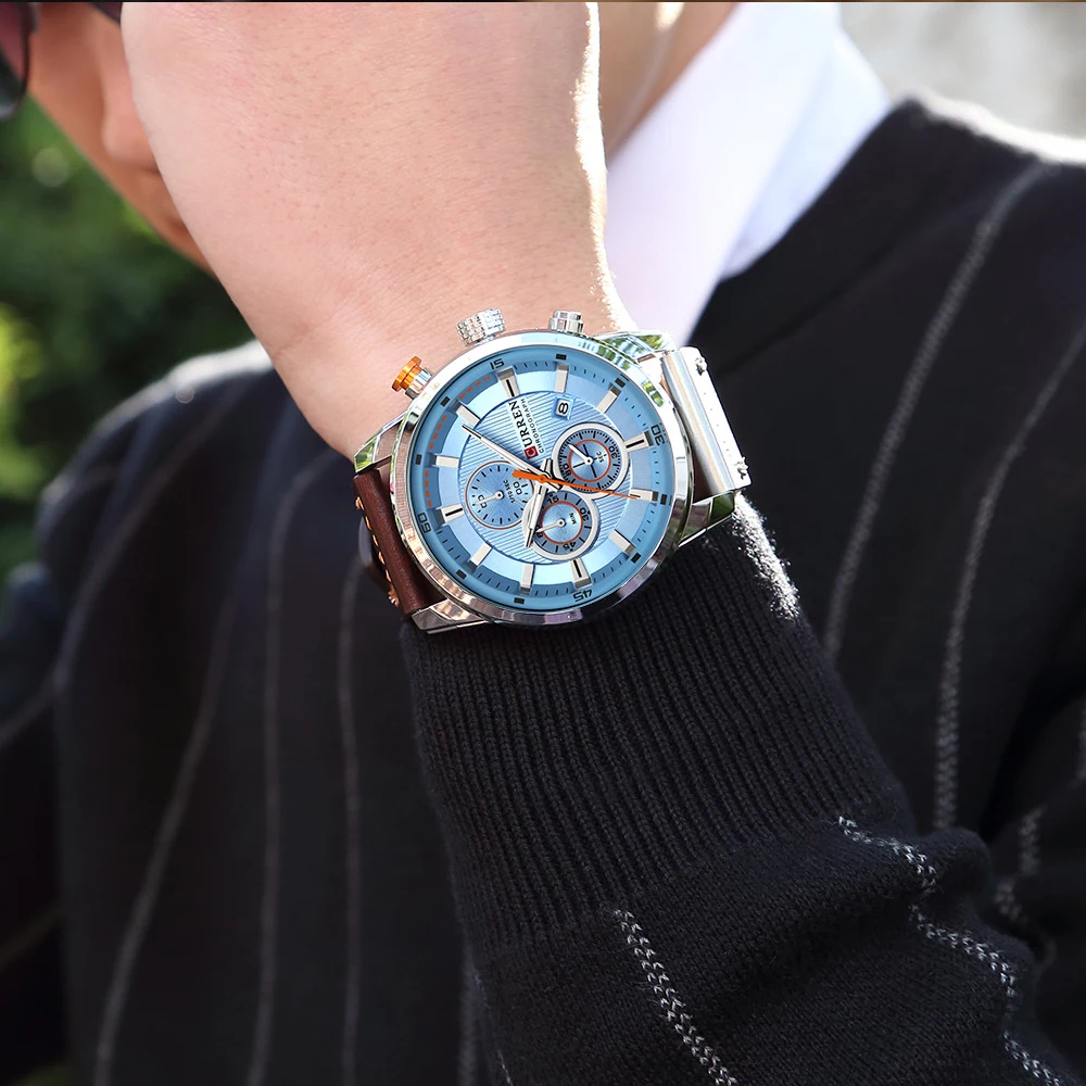 

Reloj CURREN 8291 Watch Men Chronograph Mens Sport Watches Leather Military Quartz Watch Waterproof Male Clock Relogio Masculino