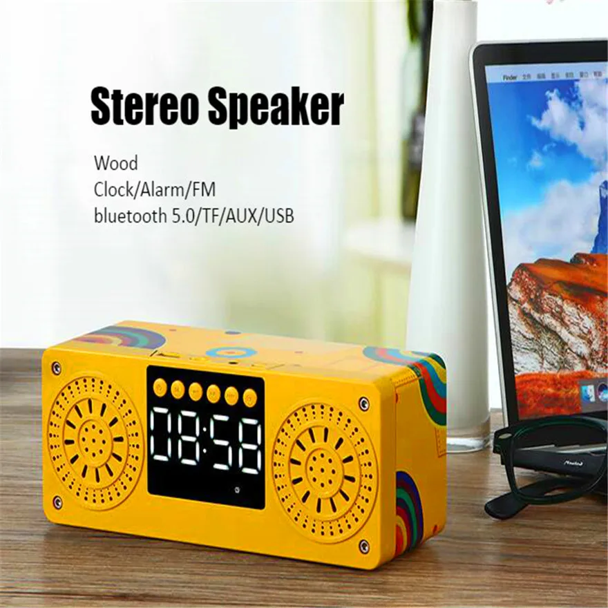Будильник Bluetooth Aux стерео Mp3 радио Fm Usb аудио Hifi динамик полный диапазон рабочего