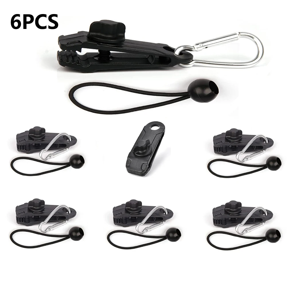 

6pcs Tarp Clips Thumb Screw Tent Awning Cover Clamps with 6pcs Ball Bungee Cords + 6pcs Carabiners