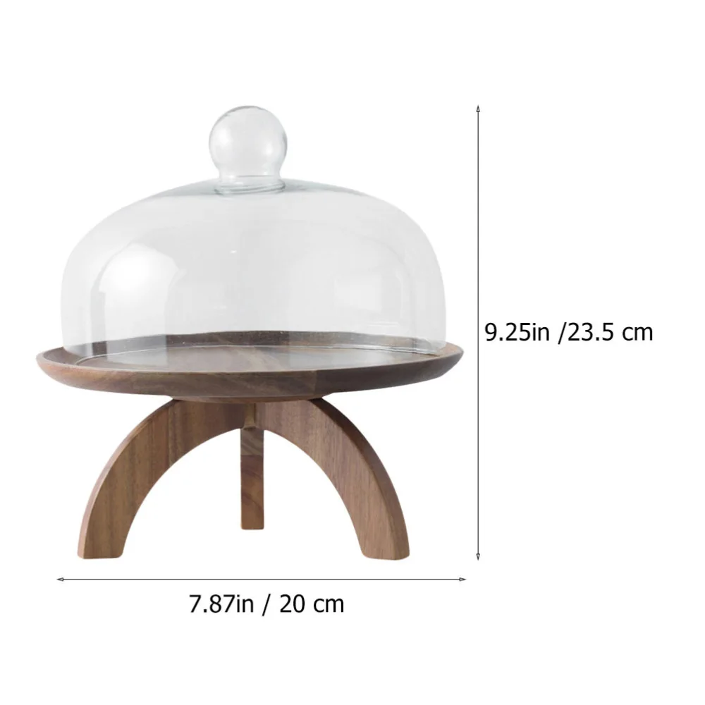 

1Pc Wood Fruit Serving Tray Cake Dessert Platter Stand With Lid (Assorted Color)