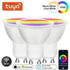 Умные светодиодные лампы Tuya GU10 с Wi-Fi, точечный светильник с дистанционным управлением через приложение, RGB + CW, с регулируемой яркостью, работает с Alexa Google Home