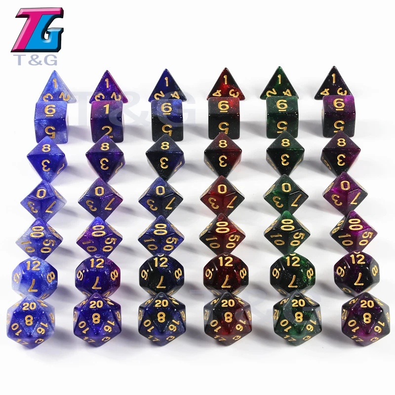 Нежный Galaxy Dice 6 комплектов 7 штук ролевые настольные игры портативный человек