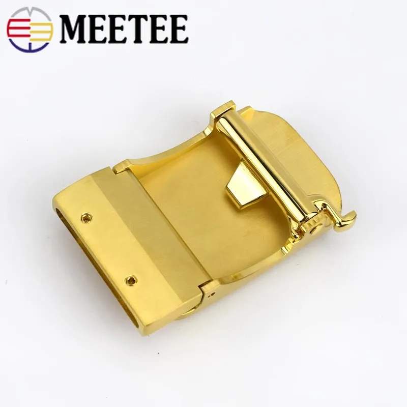 

1Pc Solid Brass Belt Buckles Men Brushed Metal Automatic Buckle for Belt 33-35mm Waistband Belt Head DIY Leather Craft