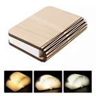 Портативный 3D Креативный светодиодный ночник для книг 3 цветов, деревянный 5 В, USB-зарядка, магнитная Складная Настольная лампа, украшение для дома