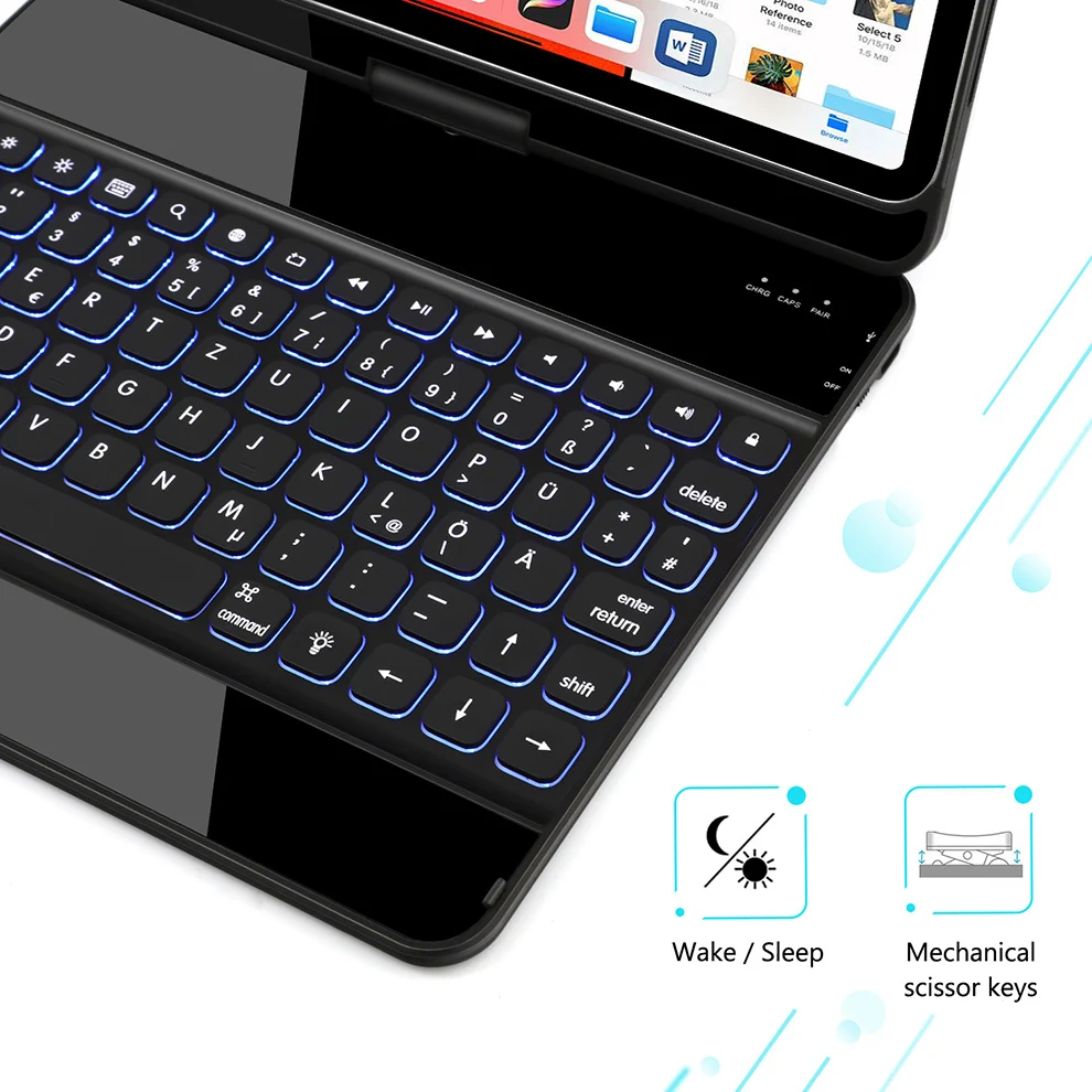 Беспроводной чехол-клавиатура Jelly Comb с Bluetooth для iPad Pro 11, чехол-клавиатура с поворотом на 360 °, беспроводной чехол с функцией автоматического пробуждения и сна