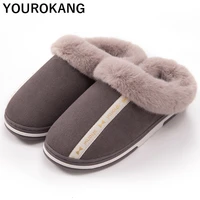 2019 winter warm home slippers men indoor bedroom floor plush shoes couple cotton slipper furry soft lovers household footwear