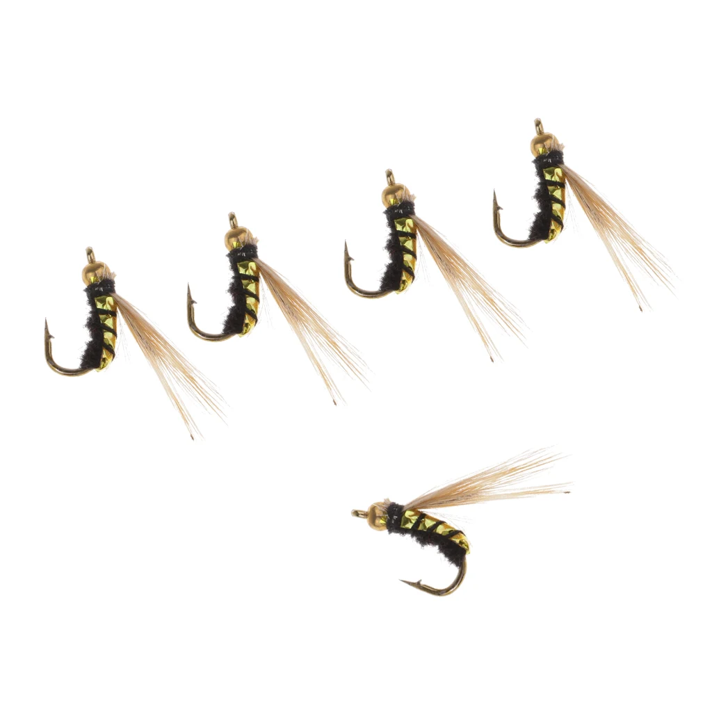 5 штук рыболовные приманки Классические узоры Beadhead Nymph мушки мухи для ловли