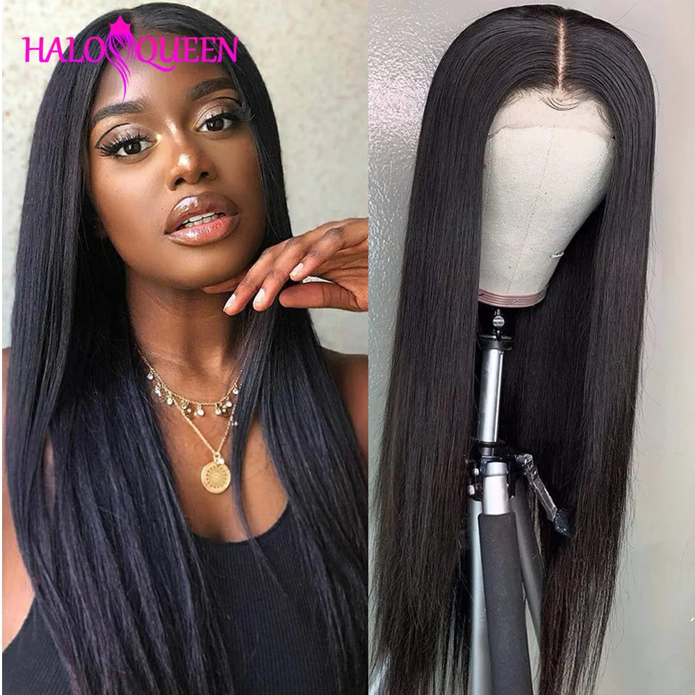 

Brazilian Natural Color Long Straight Wigs Human Hair 180 Density 13X4X1 4X4 Transparent Lace Frontal Wig Pre Plucked 30 32 inch