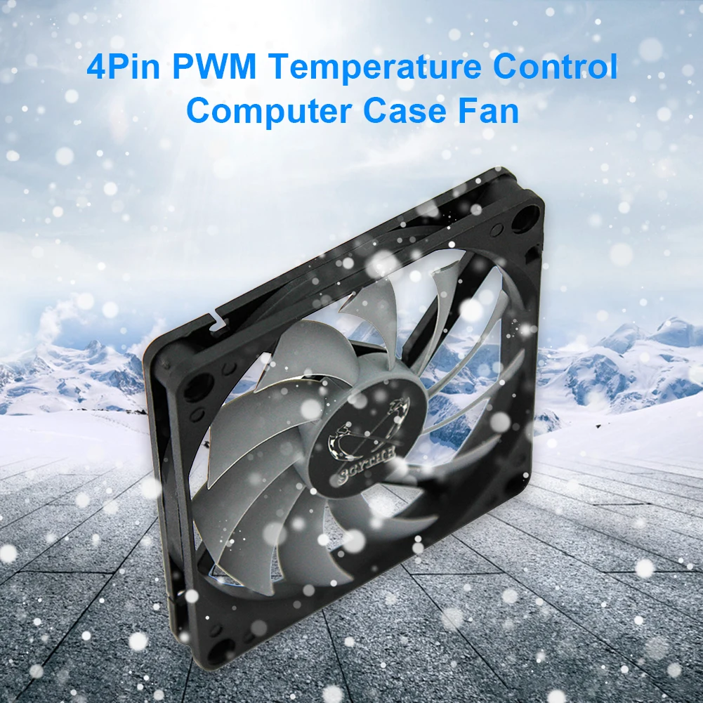

80mm Computer PC Case Thin Fan 4 Pin 3000RPM Adjustable Speed Temperature Control Chassis PWM Heatsink Cooler