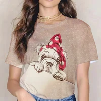 elegant and intellectual ladies fashion t shirt 3d printing cute dog short sleeved top goddess clothing street trend wild