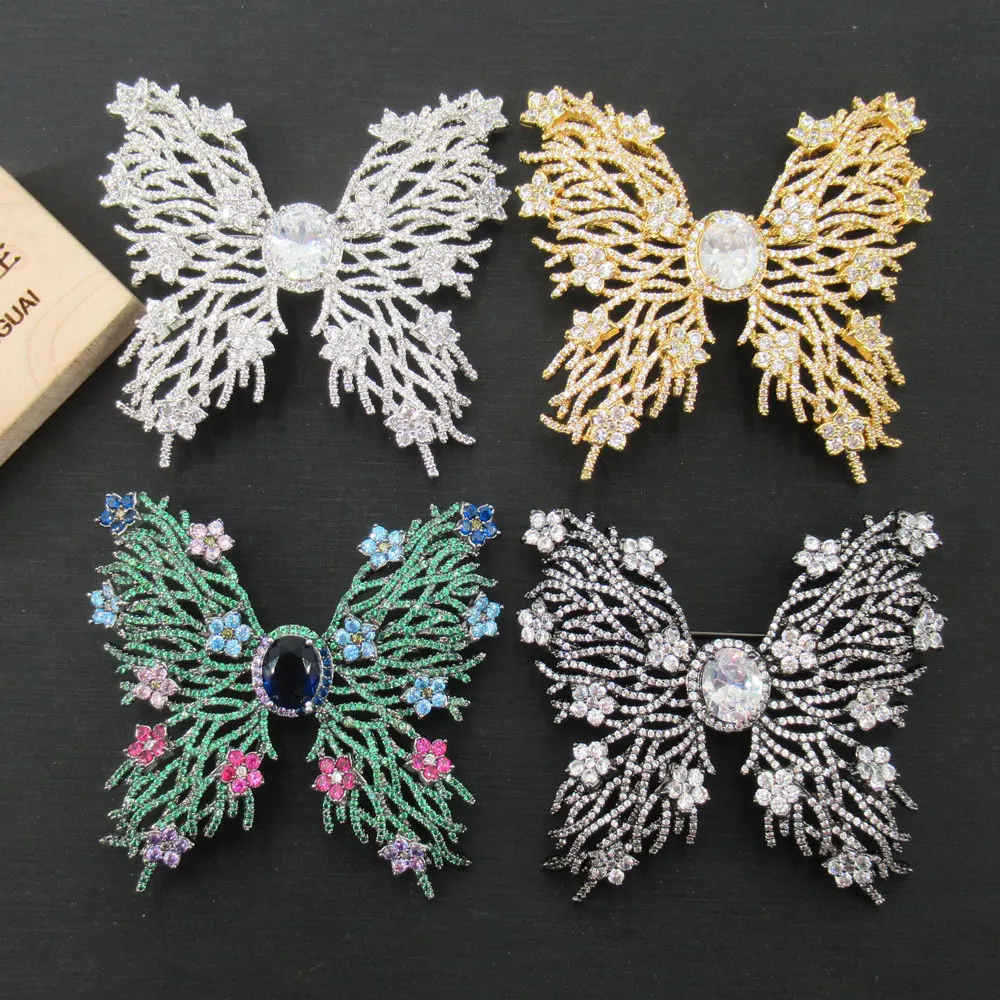 

APDGG gold plated Green Cubic Zirconia micro pave Butterfly Brooch Pin
