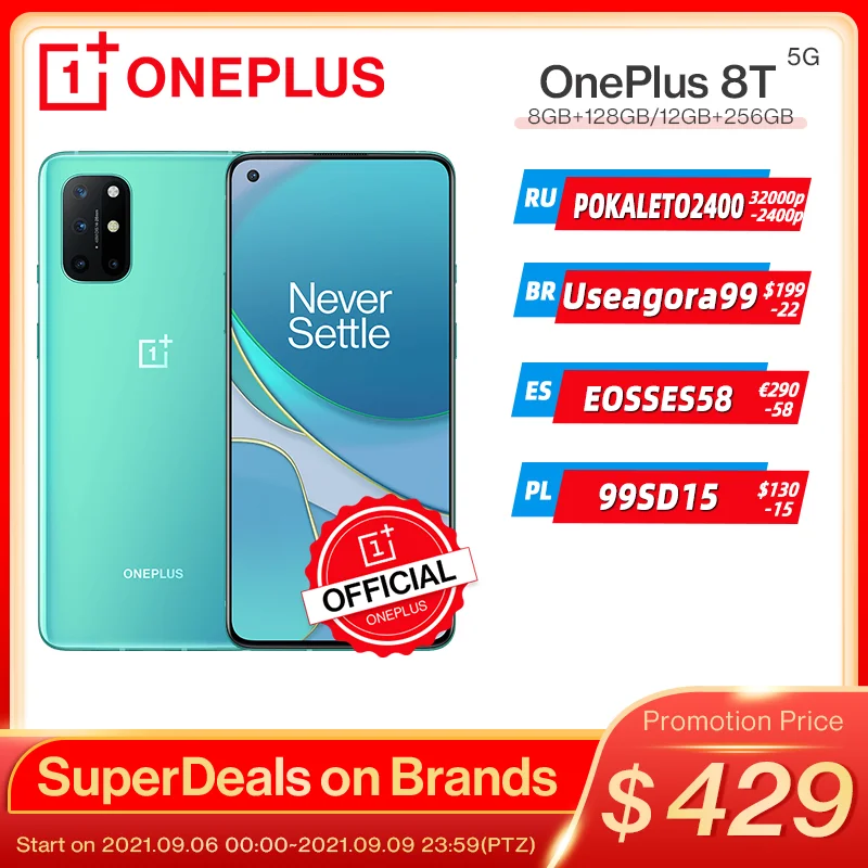 OnePlus 8T 8 T Глобальный ром 8 ГБ 128 ГБ Snapdragon 865 5G Смартфон Экран 120 Гц AMOLED Fluid 48MP Quad Camera 65W Warp Charge OnePlus Official Store,9.6 код:POKALETO2400(32000-2400) POKALETO1700(20000-1700) | Мобильные телефоны и аксессуары | АлиЭкспресс