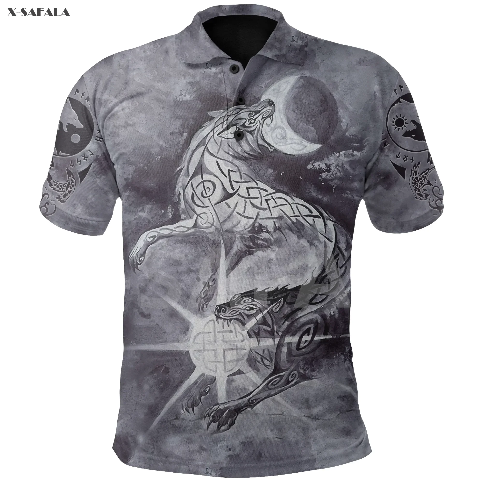 

Viking HATI Фенрир Ворон руля Феникс 3D и объемной печатью, для мужчин и женщин тонкий Поло рубашка поло с воротником и короткими рукавами, уличная...