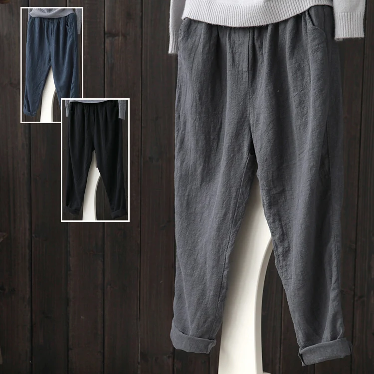 

Harem Pants Linen Pants Women Summer 2020 Casual Plus Size 4XL Korean Fashion Pantalon Femme Broeken Woman Ropa KJ056