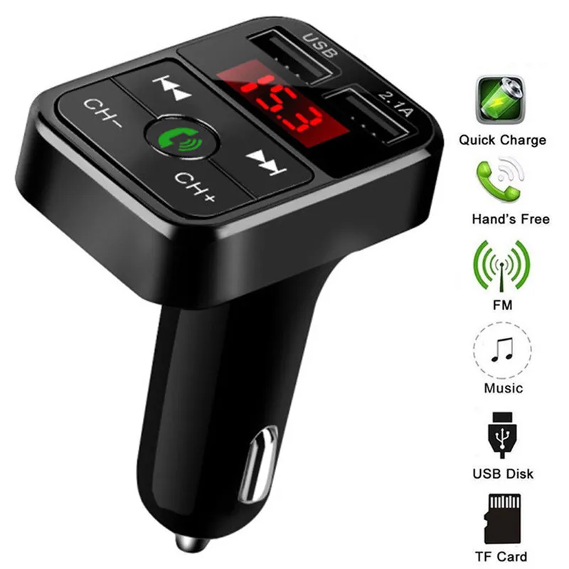 

Car Kit Handsfree Wireless Bluetooth-compatible FM Transmitter LCD MP3 Player USB Charger Car Accessories Audio Cable