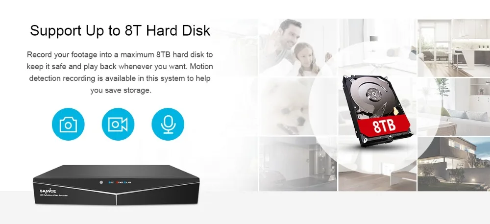 SANNCE 4CH 1080P CCTV система 1080N 5в1 HDMI DVR с 2 шт/4 шт наружная Водонепроницаемая камера домашний комплект видеонаблюдения
