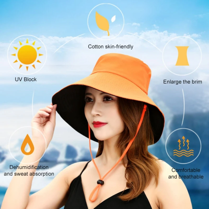 

Double-sided Fashion Fisherman Hat With Big Brim Men Women Bucket Hats Adult Outdoor Travel Beach Sunhat Sun Protection Cap