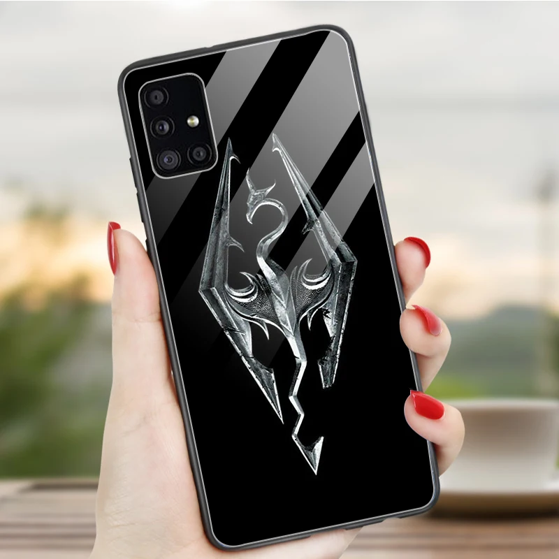 Чехол для телефона из закаленного стекла с логотипом Skyrim Samsung M51 M41 M40 M31S M30S M21 M20 M10