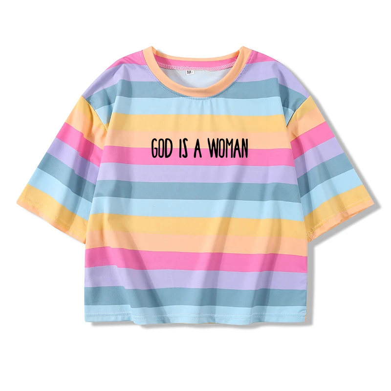 Женская футболка с принтом GOD IS летняя повседневная буквенным в стиле Kpop