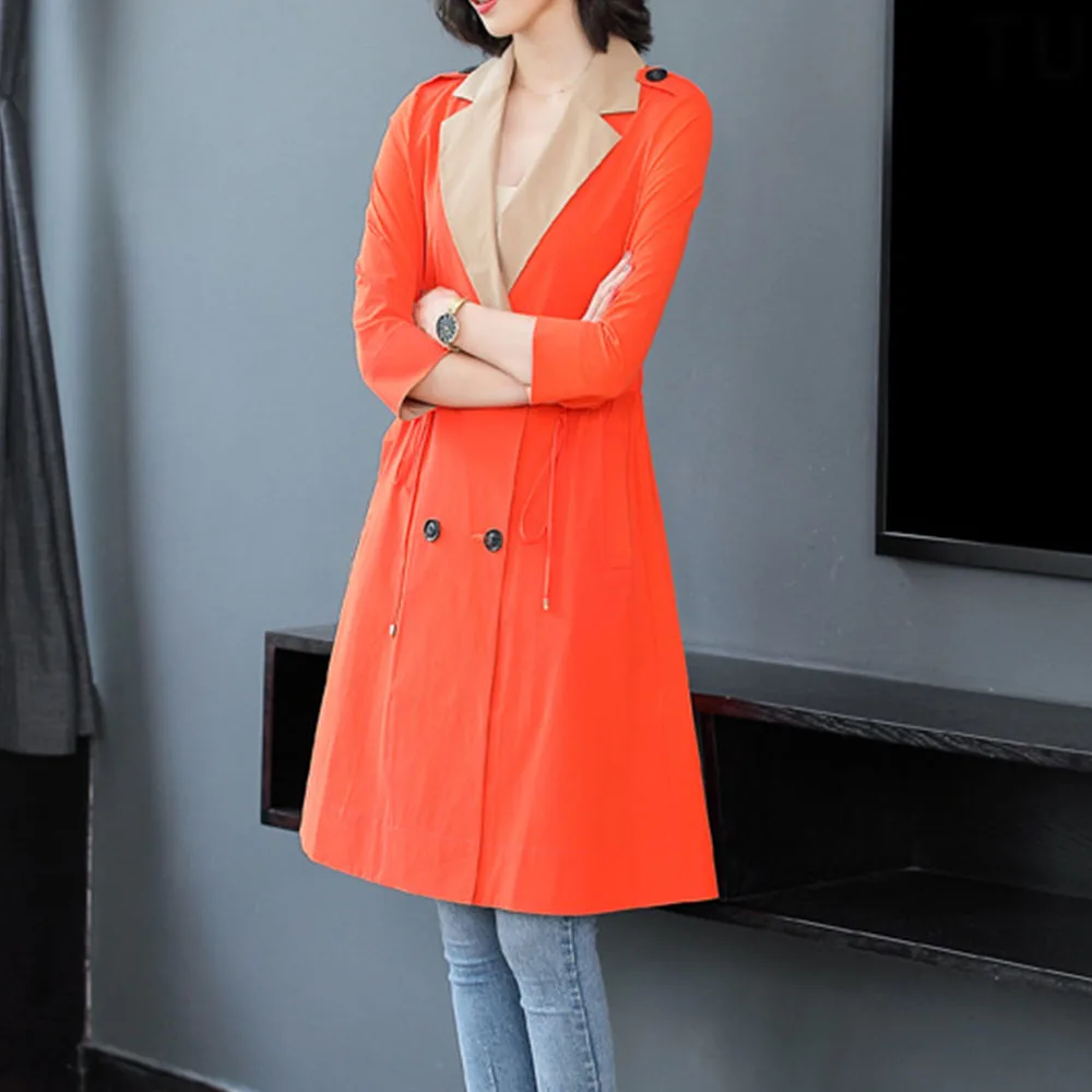 Женский Повседневный облегающий плащ ENJESSIE двубортный Тренч большого размера с