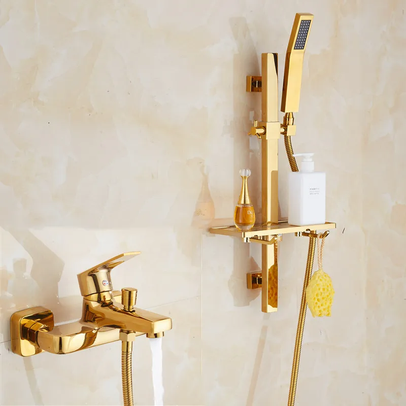 Ласо смесители для ванны золотой набор душа холодной и горячей воды краны