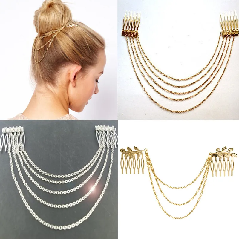 Женский металлический ободок с кисточками аксессуар для волос зажим украшение