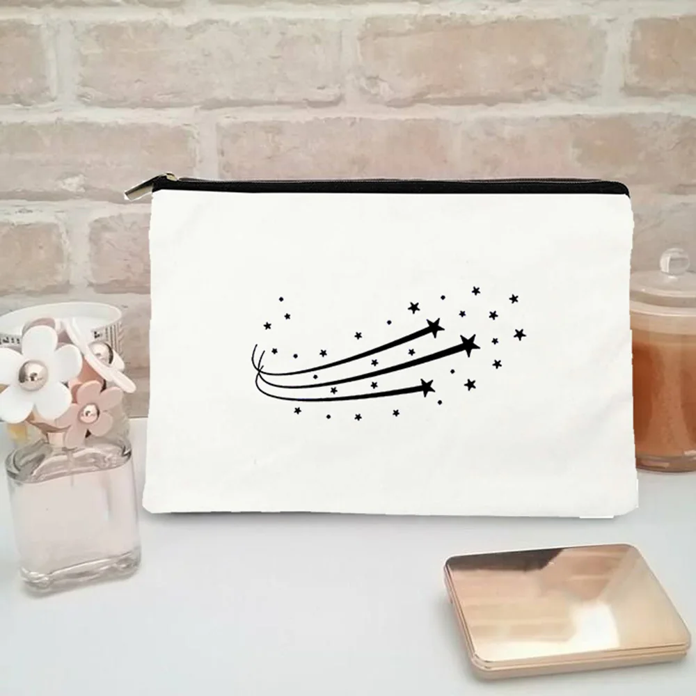 Холщовый органайзер для косметики в стиле Харадзюку на молнии|Косметички| |