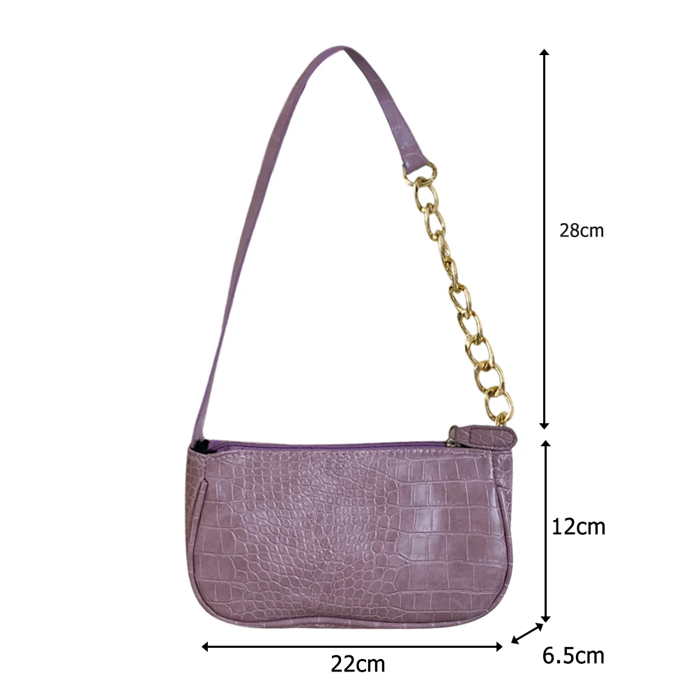 

Crocodile Pattern Women Underarm Bag Vintage Design PU Leather Ladies Small Shoulder Bags Female Tote Baguette Purse Handbags