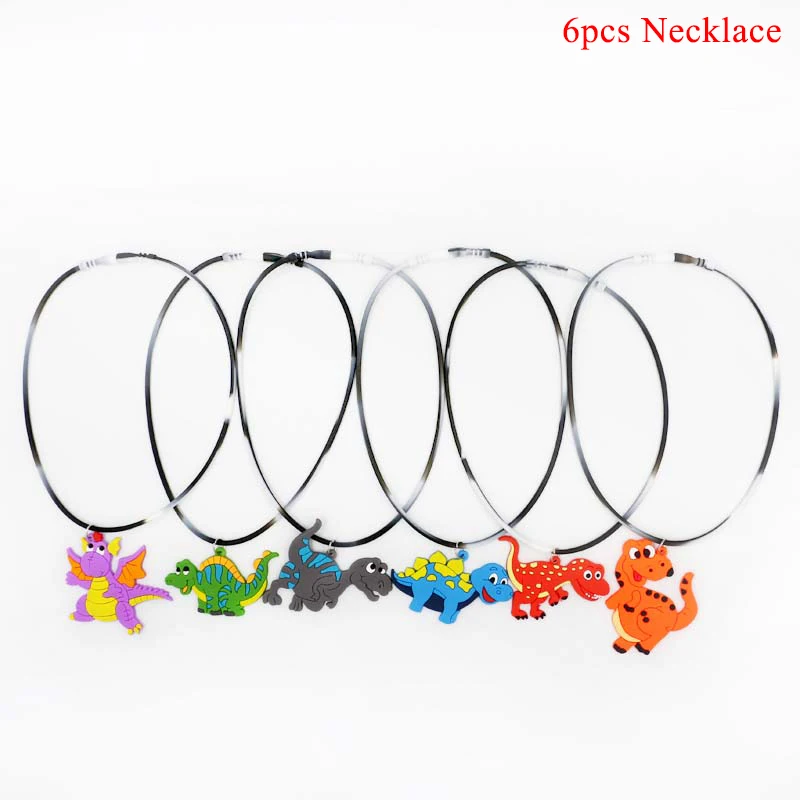 6pcs Necklace Реквизит Динозавр для вечеринки брелок для ключей динозавры кольцо браслеты ожерелья украшения для дня рождения подарок для детей Детские вечерние сувениры для душа - Цвет: 6pcs Necklace