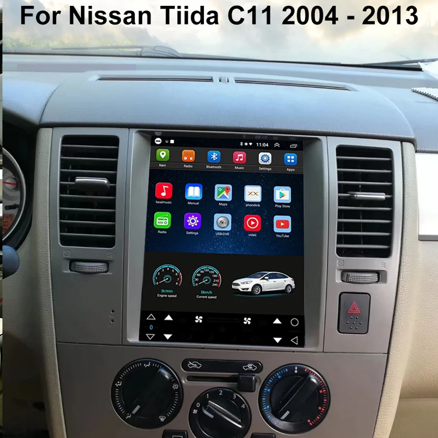 Автомобильное радио 128 Гб ПЗУ в стиле Tesla с навигацией для Nissan Tiida 2005 2006 2009