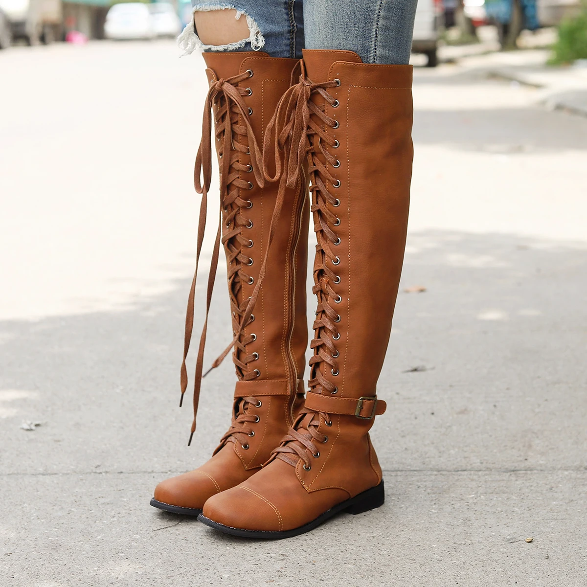 2019 г. Женские облегающие высокие сапоги модные замшевые женские ботфорты на