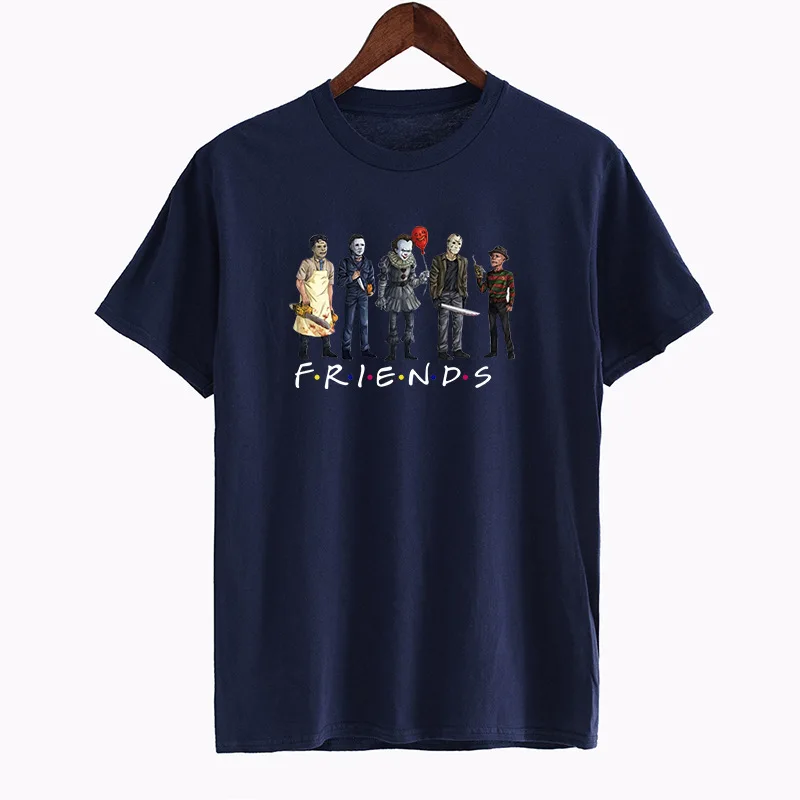 QZHIHE Horror Friends Pennywise Майкл Майерс Джейсон Вурхиз Хэллоуин Мужская футболка Топы