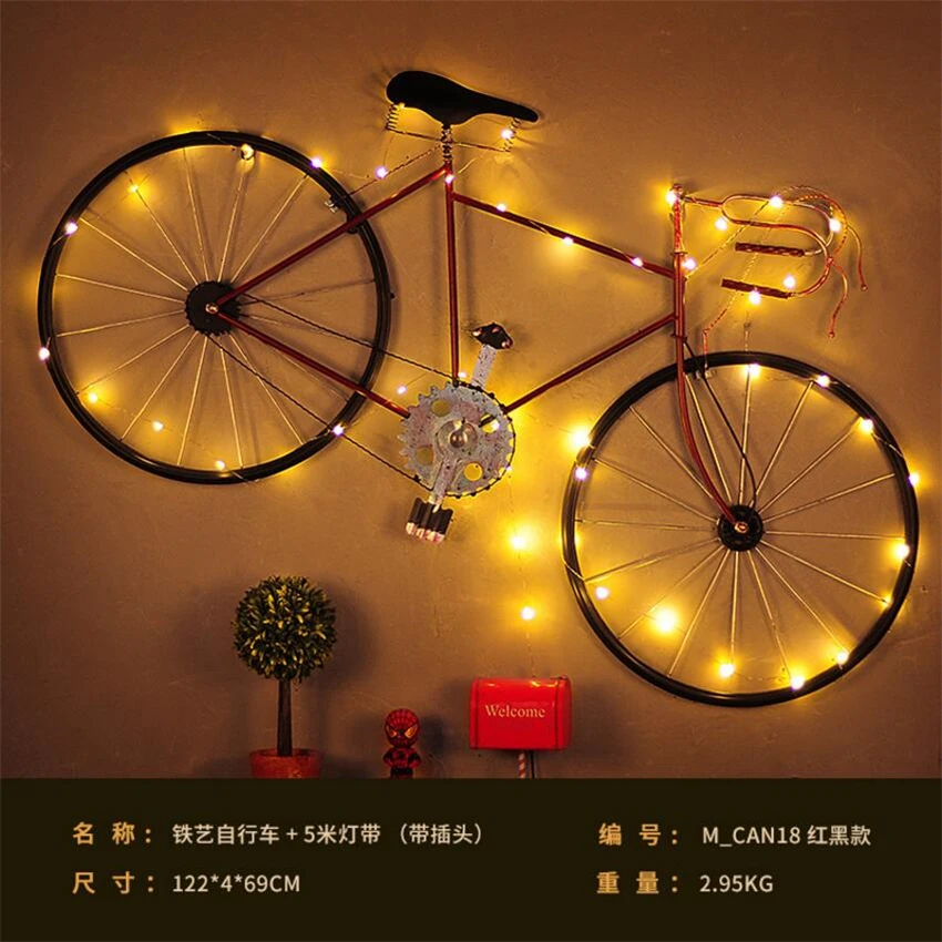 Лофт индастриал Ретро Железный велосипед настенные светильники для гостиной