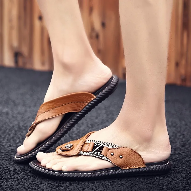 

Sandalia Rasteira Sandals Men Leather Slide Sandale Homme Cuir Sandalia Hombre Cuero Genuino V Ritable Sandalias De Para