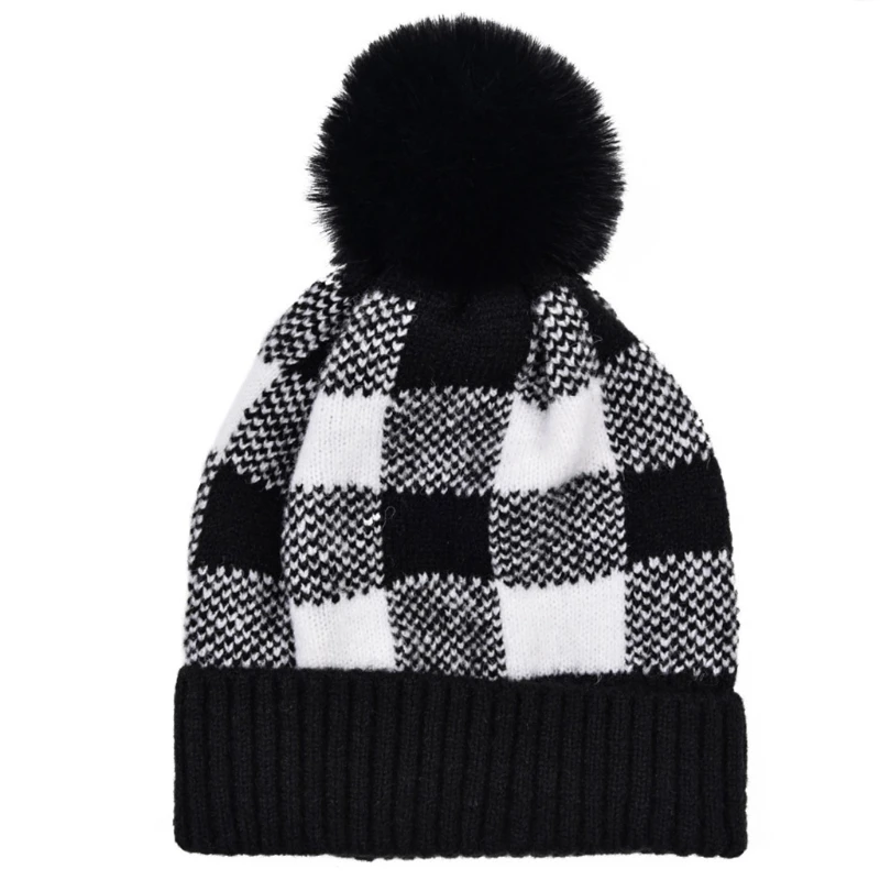 

M89E Christmas Lattice Hat Christmas Soft Plush Santa Hat Detachable Wool Ball for Christmas Party Ornaments Party Supplies