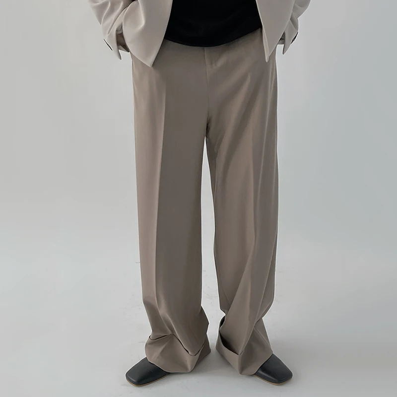 

IEFB Men's Clothing 2021 New Solid Colar Floor Dragging Trousers Loose Wide Leg Suit Pants High Waist Causal Trousers 9Y6617