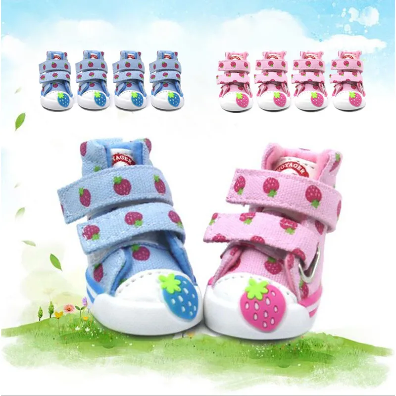 

Cute Spring Autumn Strawberry Dog Shoes Breathable Anti-slip Sneakers for Small Dog Fashion Dog Boot For Teddy Bichon Pomeranian