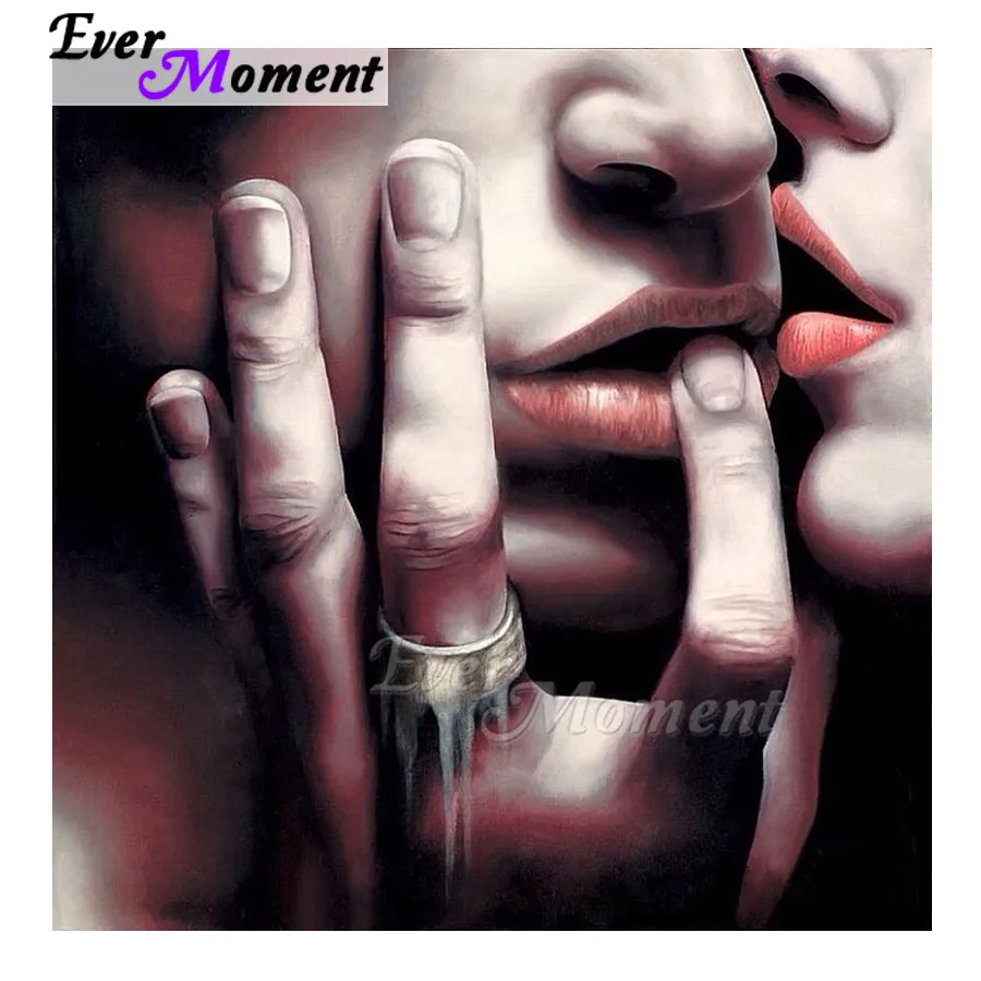 Алмазная картина Ever Moment, пара губ, пальцы, стразы 5D, сделай сам, мозаика, полная квадратная дрель, алмазная вышивка 3F2009