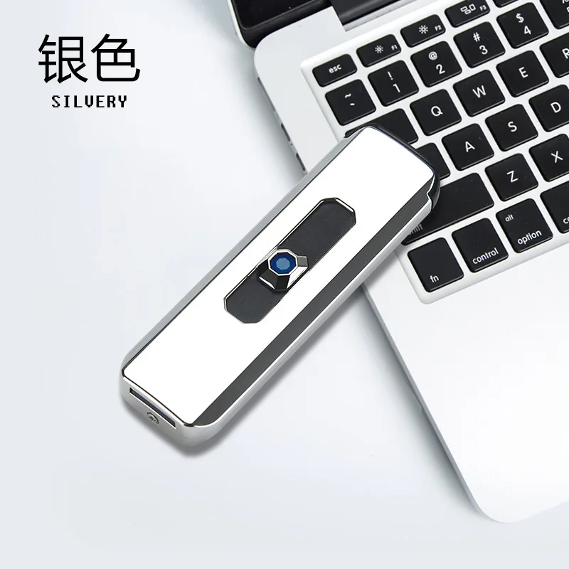 Sliver Перезаряжаемая USB электрическая электронная зарядка прикуриватель бездымный двухсторонняя сигарета - Цвет: Sliver