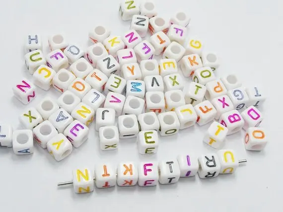 200 шт. белые кубические бусины Алфавит Пазлы игрушки буквы для детей рукоделие DIY