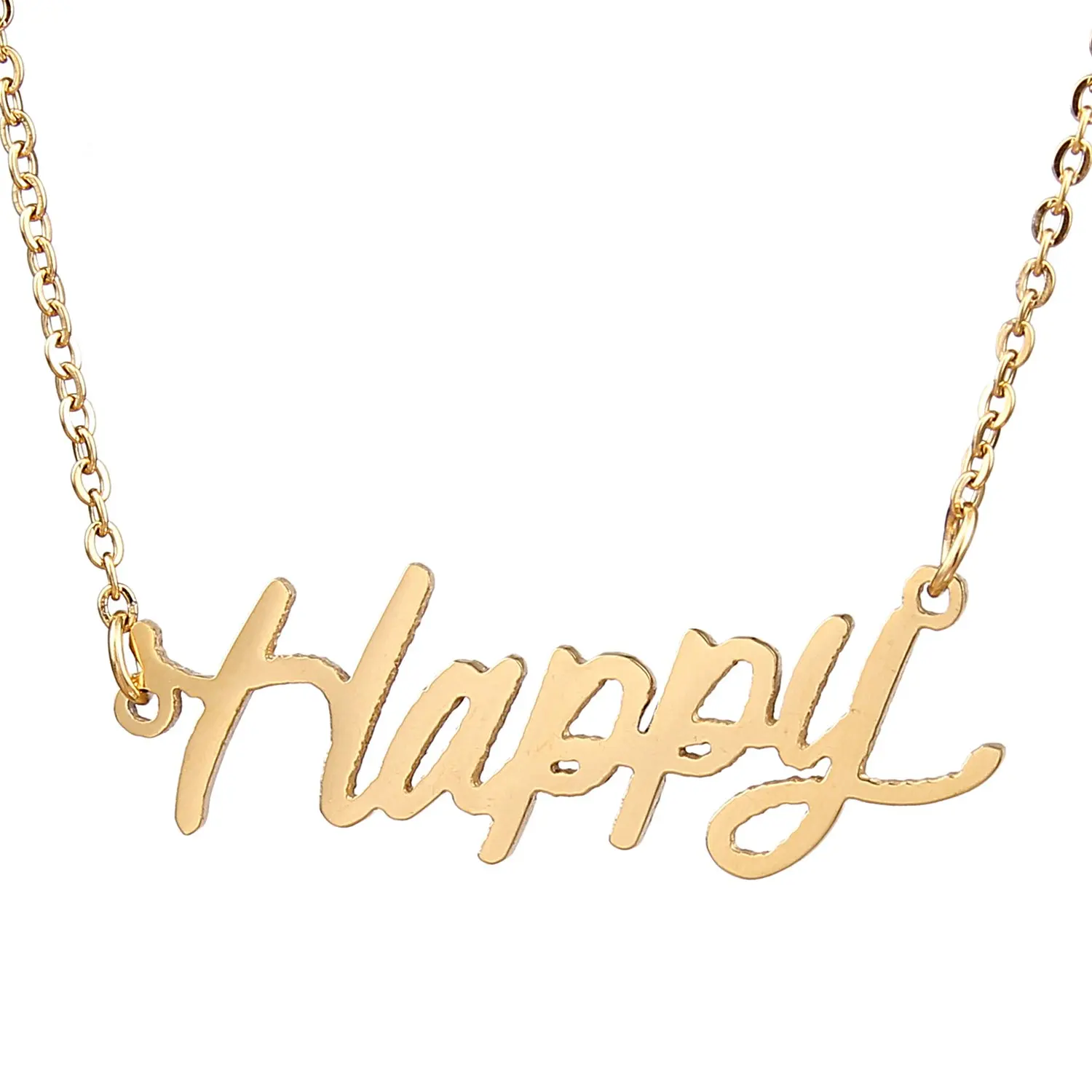 

Customized Stainless Steel Gold Color Nameplate Necklaces English Lette Collar Con Nombre Personalized Gifts Jewelry Happy
